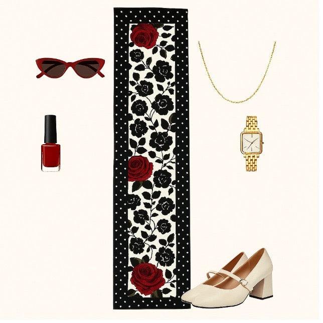 Crimson Bloom - Floral Statement Scarf