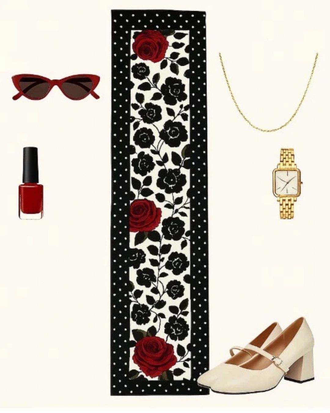 Crimson Bloom - Floral Statement Scarf