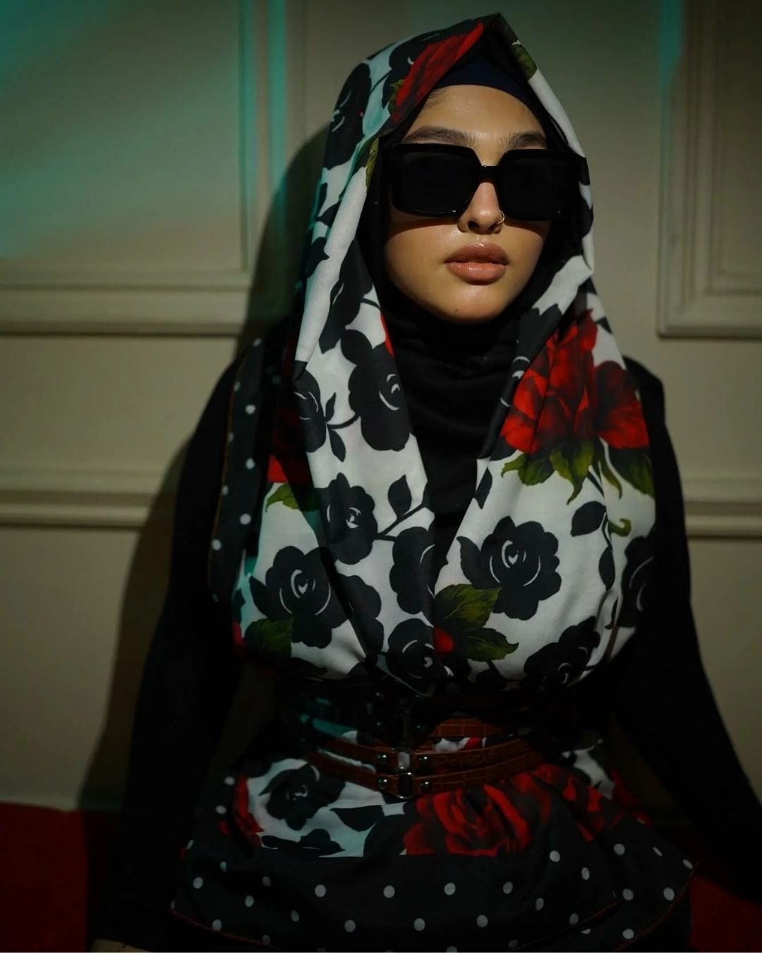 Crimson Bloom - Floral Statement Scarf