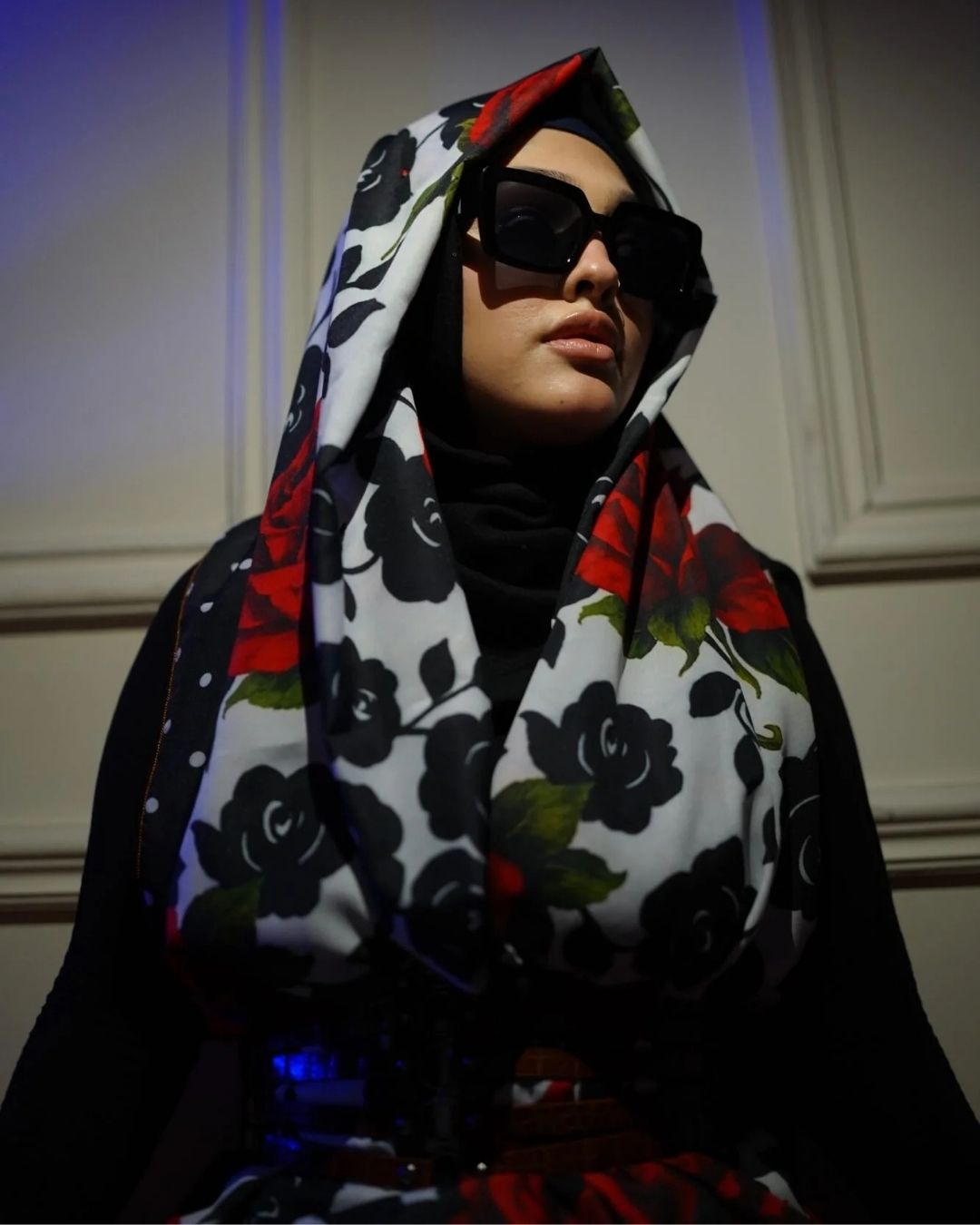 Crimson Bloom - Floral Statement Scarf