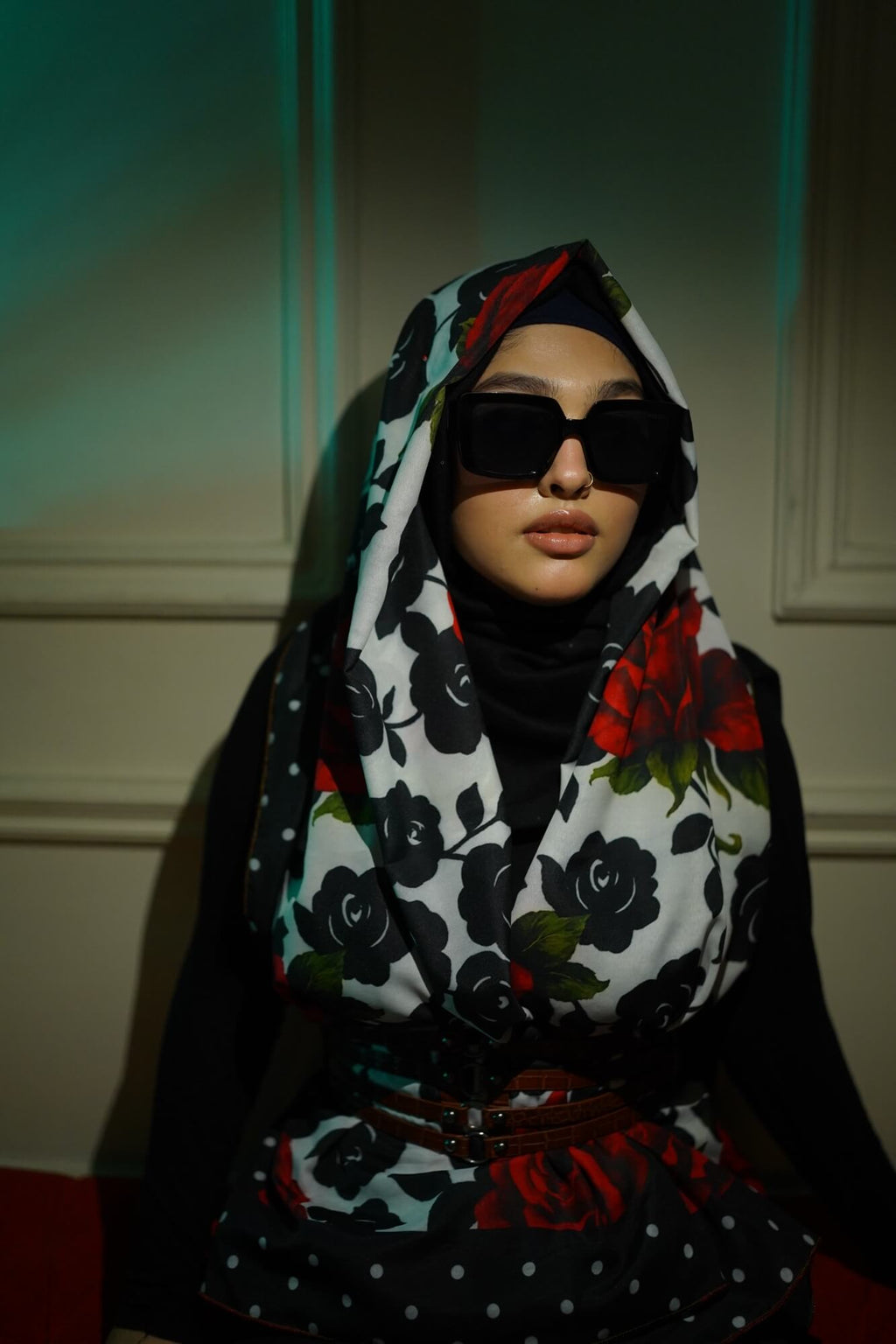 Crimson Bloom - Floral Statement Scarf