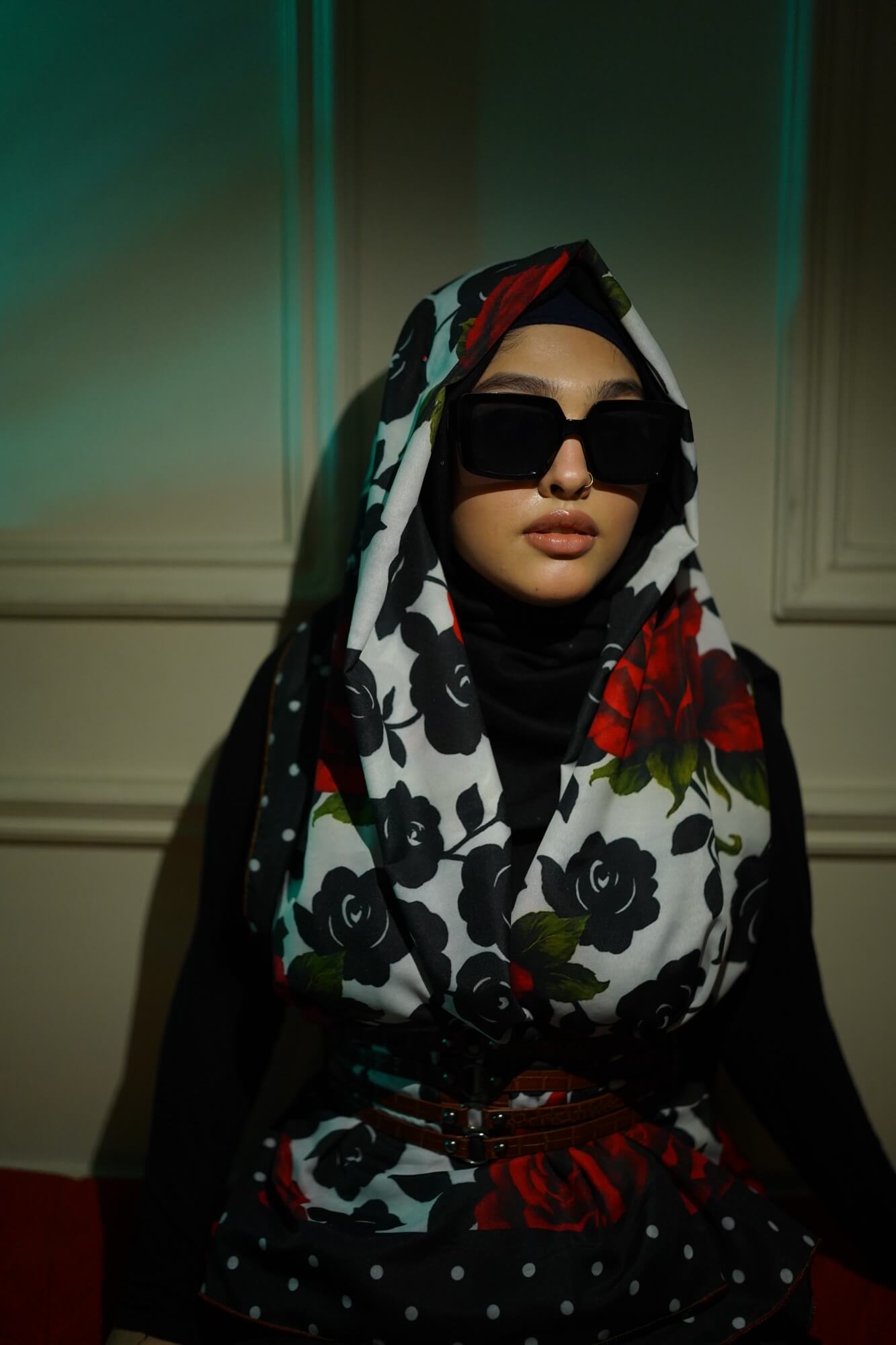 Crimson Bloom - Floral Statement Scarf