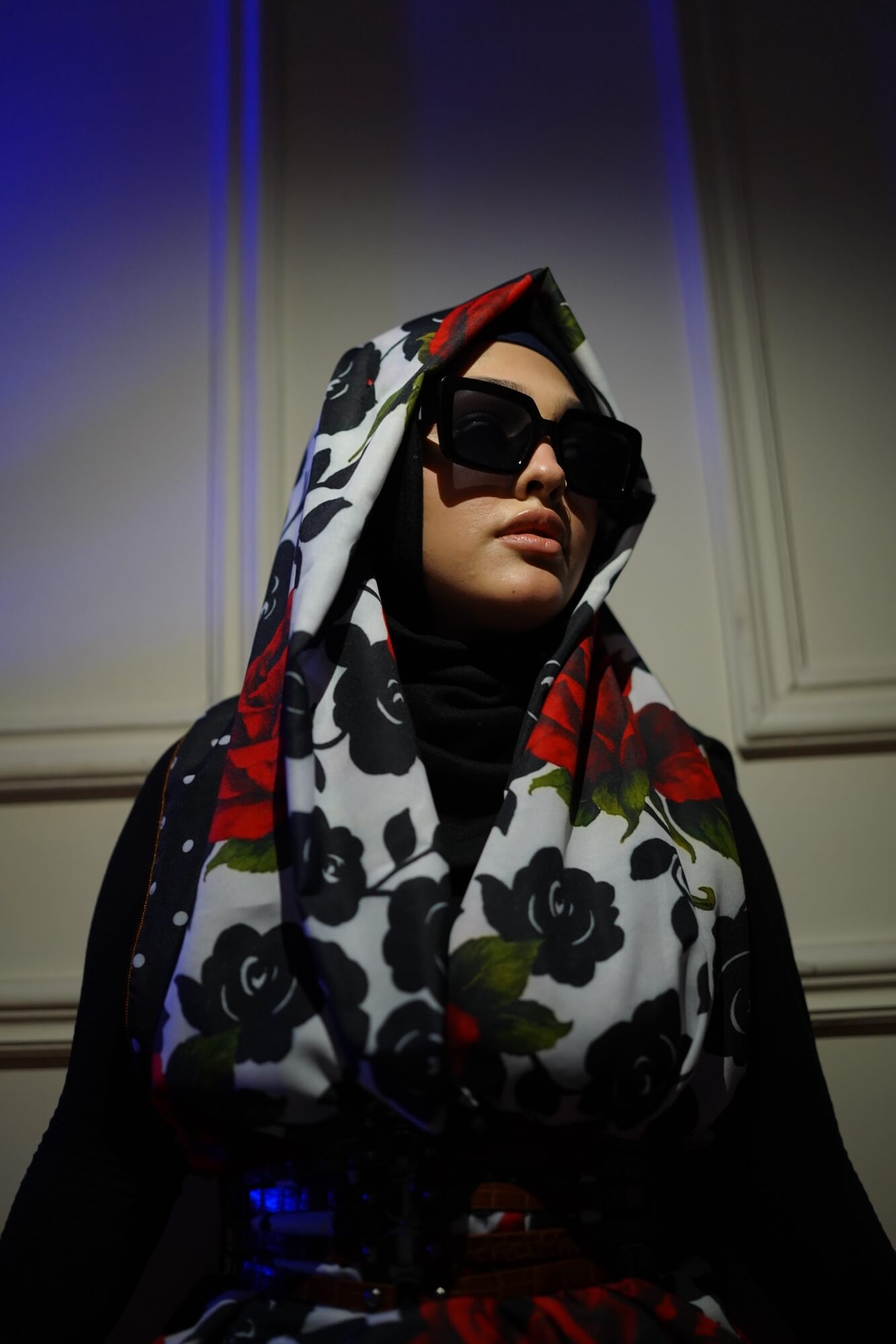 Crimson Bloom - Floral Statement Scarf